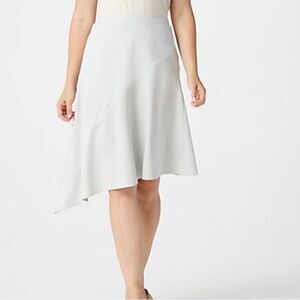 Elizabeth & Clarke w/ Staintech asymmetrical hem athletic midi skirt gray Sz 3X
